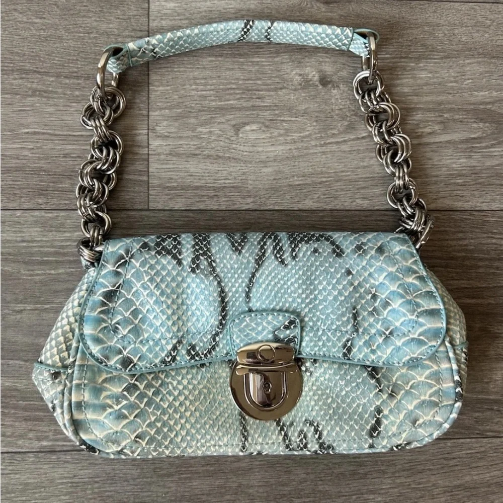 VTG 90’s Y2K Turquoise Exotic Snakeskin Python Luxury Handbag RARE - Picture 16 of 16